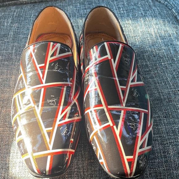 Christian Louboutin Black and Red Patterned Loafers - Picture 9 of 15